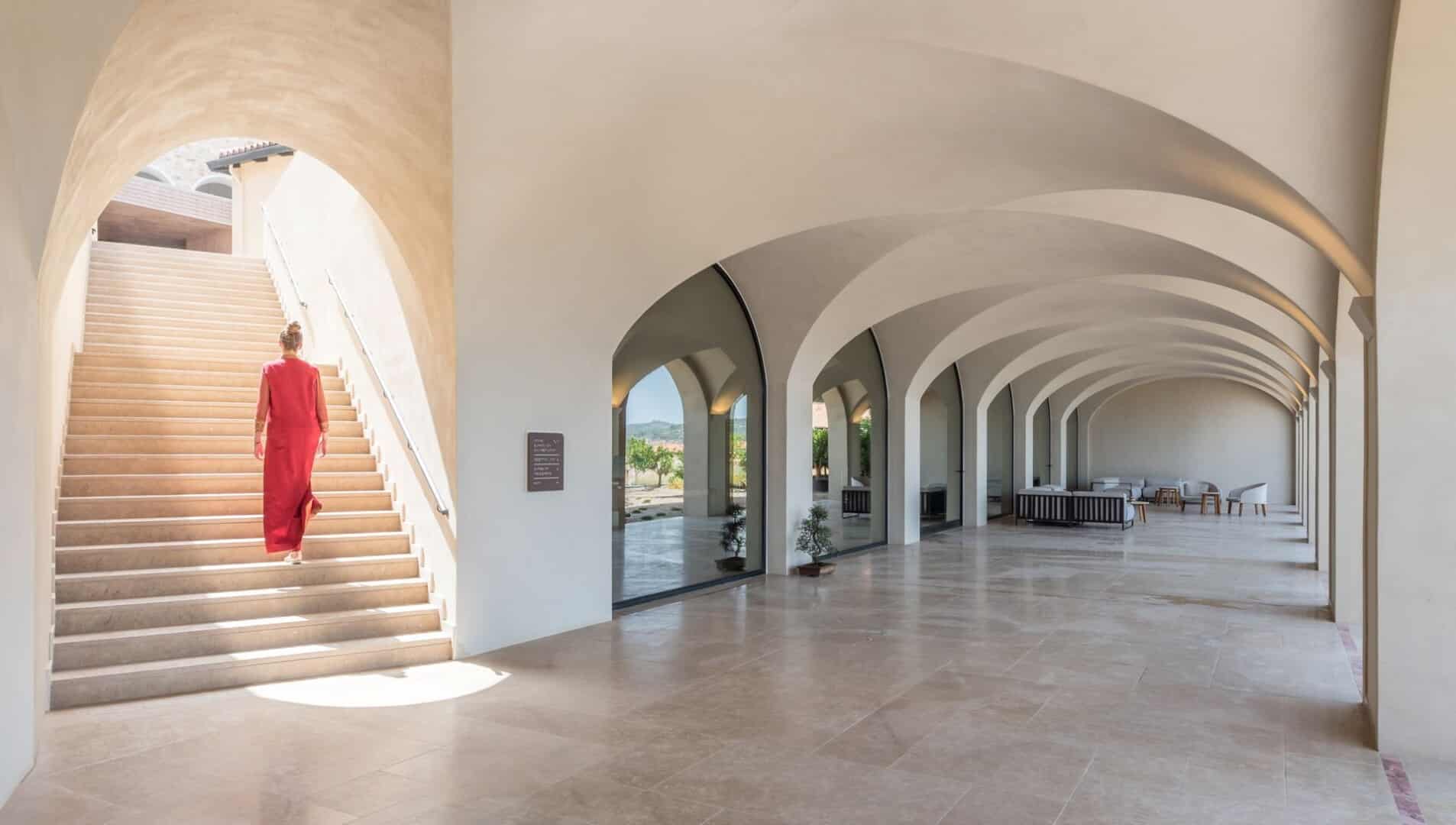 The expansive archways and stairs at Euphoria Retreat create a calming canvas.